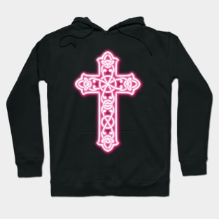 Pink Neon Celtic Knot Cross Hoodie